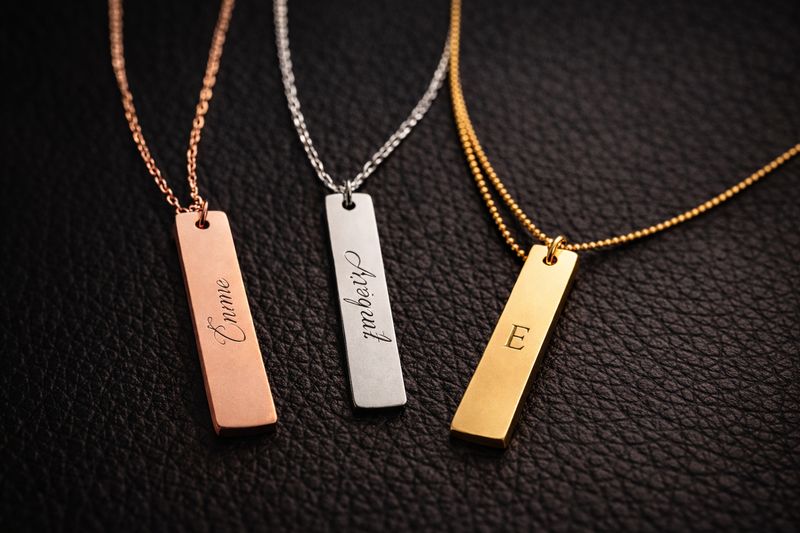 18K Gold Plated Bar Pendant