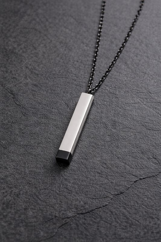 Black Stainless Steel Hidden Message Necklace