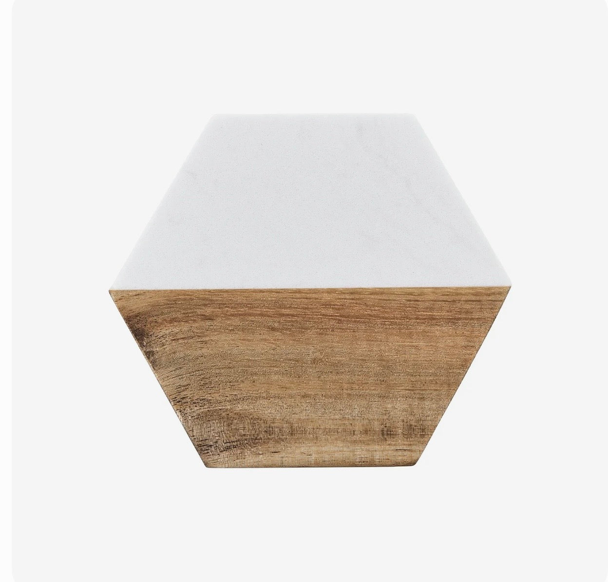 Hexagon White Marble & Wood Coasters