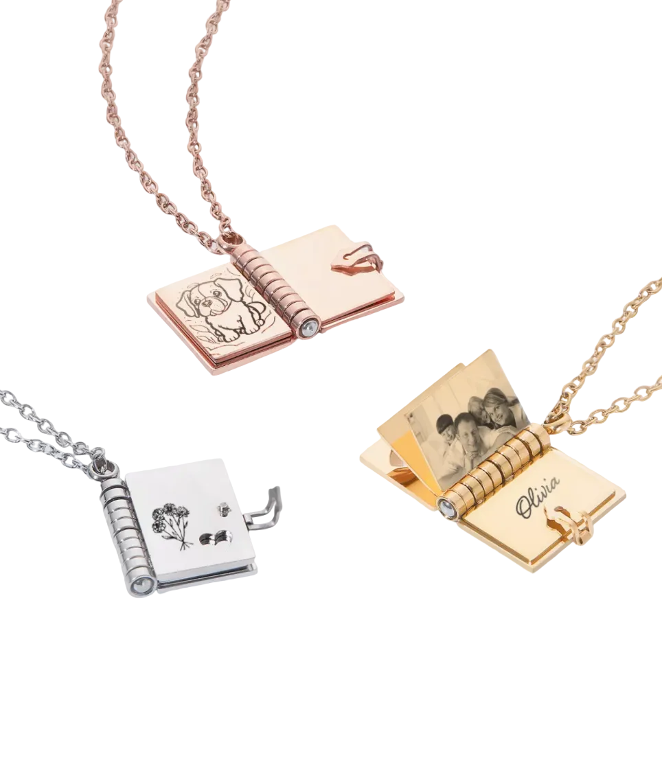 18K Gold Plated Book Locket Necklace