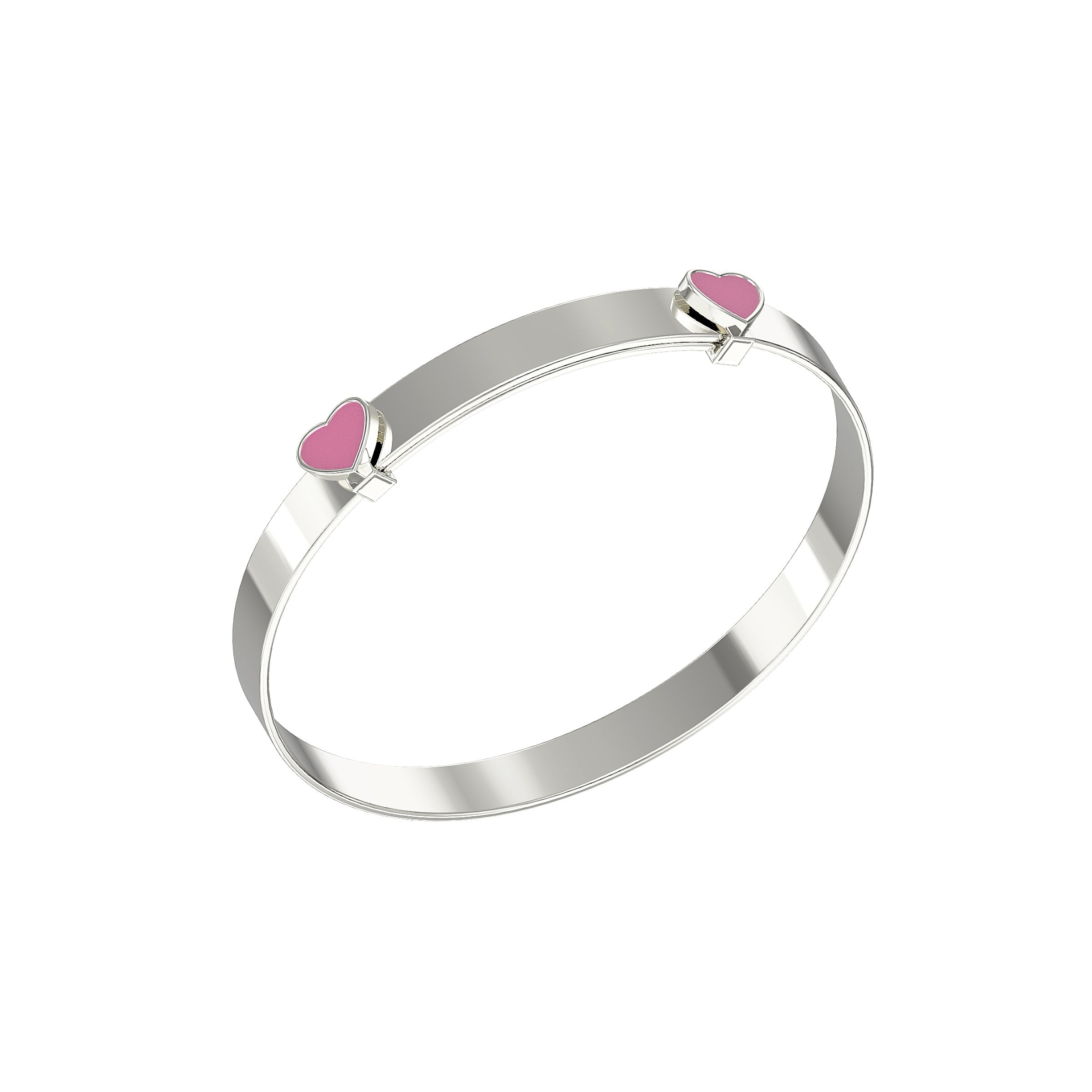 Kids Pink Enamel Heart Bangle