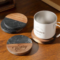 Round Black Marble & Wood Coasters