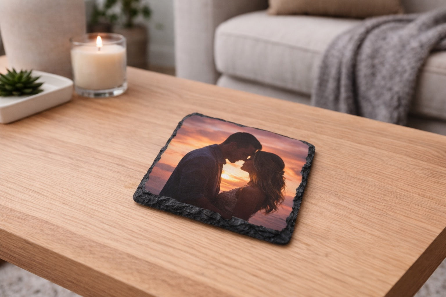Square Photo Slate Coaster