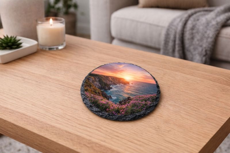 Round Photo Slate Coaster