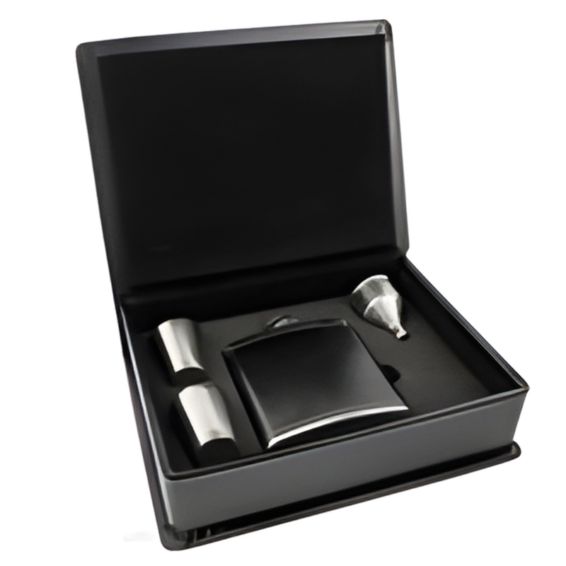 Pu Leather Hip Flask Gift Set