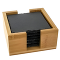 6 Square Coasters in a Bamboo Holder