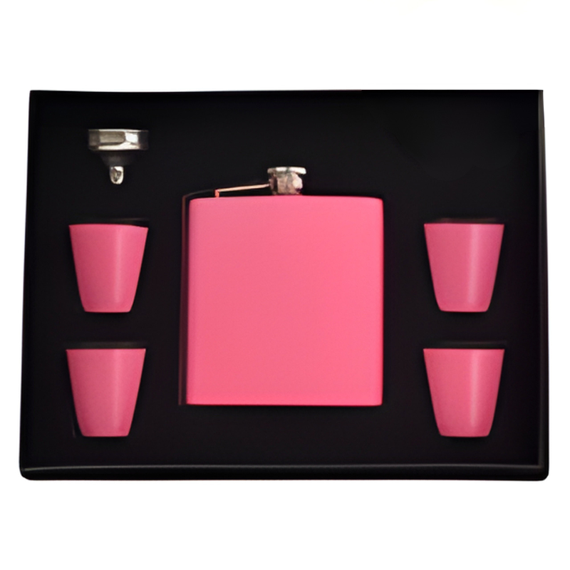 6oz Pink Hip Flask Gift Set