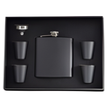 6oz Matt Black Hip Flask Gift Set